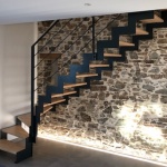 escalier métal marches bois